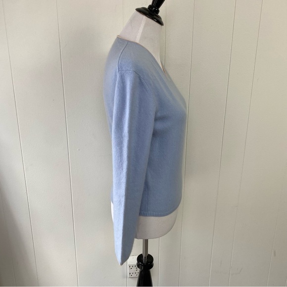 Bogner Light Blue V Neck 100% Cashmere Sweater Women’s Fitted Size 10 - Picture 5 of 12